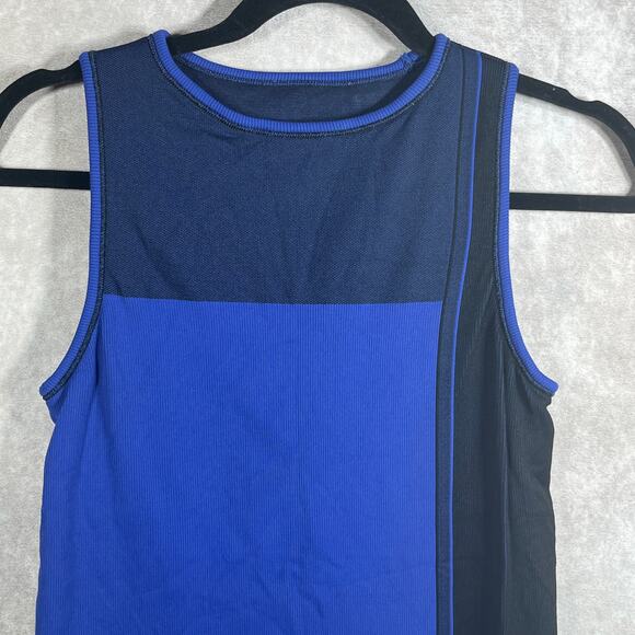 Derek Lam 10C X Athleta Tank Top Womens Medium Blue Colorblock Rib Knit Training - Picture 2 of 8